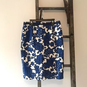 2 for $30 Boden Blue/White Floral Print Pencil Skirt